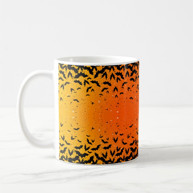 Silhouette Bats Vampire Dracula Halloween Pattern Coffee Mug (Left)