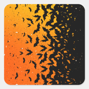 Silhouette Bats Vampire Dracula Halloween Pattern Square Sticker