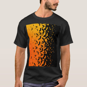 Silhouette Bats Vampire Dracula Halloween Pattern T-Shirt