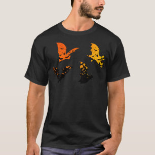 Silhouette Bats Vampire Dracula Halloween Pattern T-Shirt