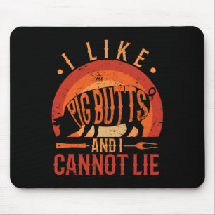 Silhouette Bbq Grill I Like Pig Butts And I Cannot Mouse Pad