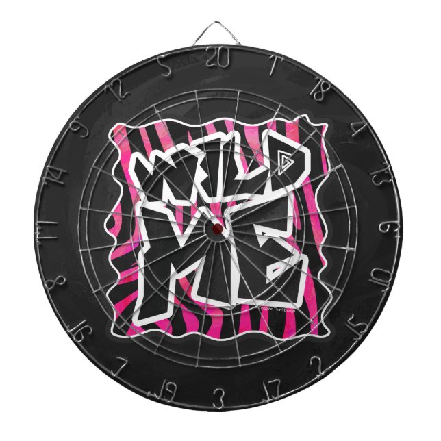 Silhouette Black and Hot Pink Zebra Dartboard (Front)