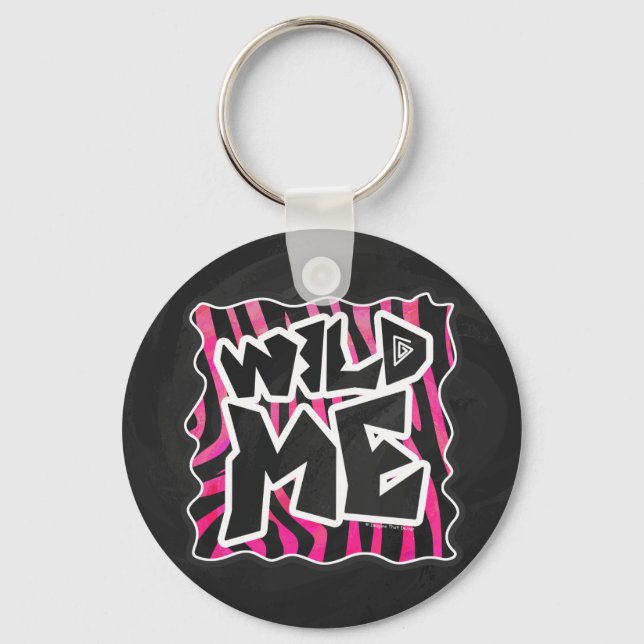 Silhouette Black and Hot Pink Zebra Key Ring (Front)