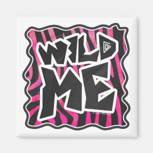 Silhouette Black and Hot Pink Zebra Magnet