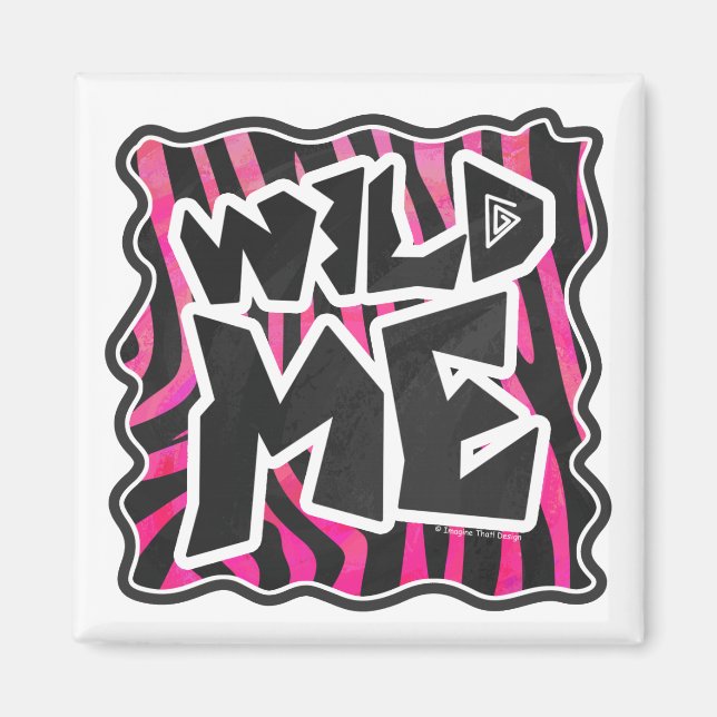 Silhouette Black and Hot Pink Zebra Magnet (Front)