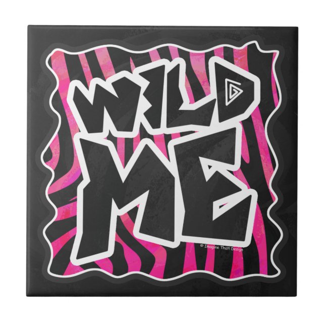 Silhouette Black and Hot Pink Zebra Tile (Front)
