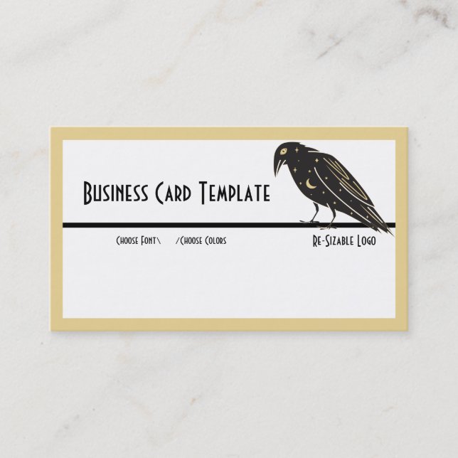 Silhouette Black Bird Raven Logo Business Card (Front)