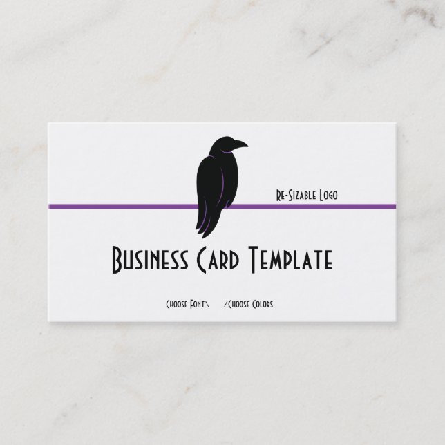 Silhouette Black Bird Raven Logo Business Card (Front)