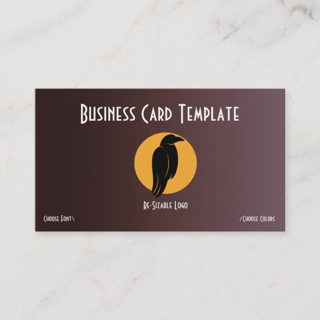 Silhouette Black Bird Raven Logo Business Card (Front)