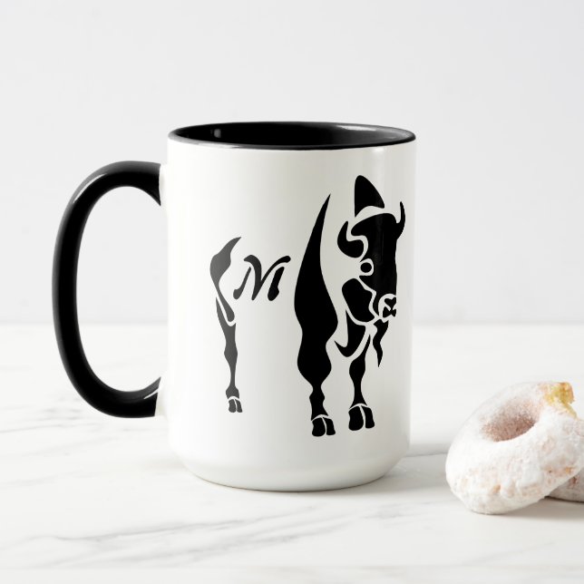Silhouette Black Buffalo Mug (With Donut)