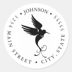 Silhouette Black Hummingbird Return Label