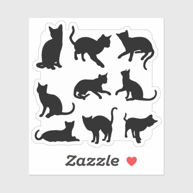 Silhouette Black Kitty Cat Family Collection Poses (Sheet)