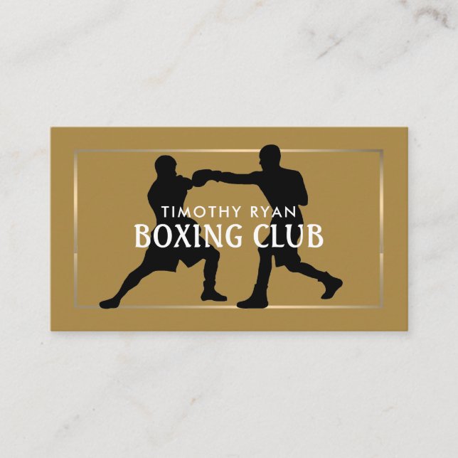 Silhouette Boxing Match, Boxer, Boxing Trainer Business Card (Front)
