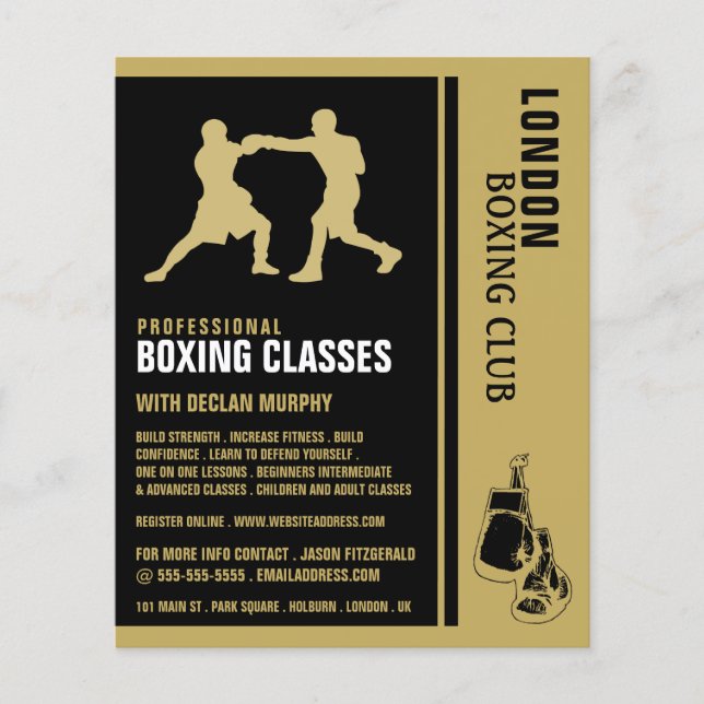 Silhouette Boxing Match, Boxing Class Advert Flyer (Front)