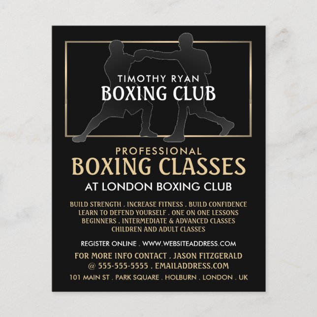 Silhouette Boxing Match, Boxing Class Advert Flyer (Front)
