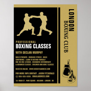 Silhouette Boxing Match, Boxing Class Advert Poster