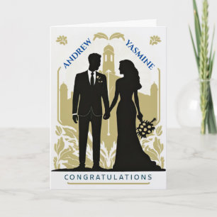 Silhouette Bridal Couple Personalised Wedding Card