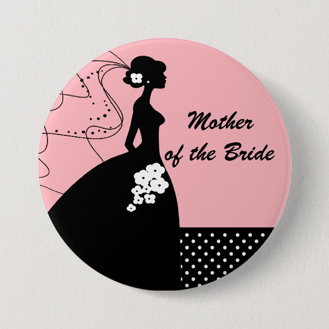 Silhouette Bride Mother of the Bride Button / Pin (Front)