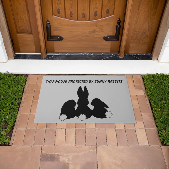 Silhouette Bunny Rabbits Doormat (Outdoor)