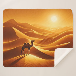 Silhouette camel sunny Egypt hot middle east Sherpa Blanket