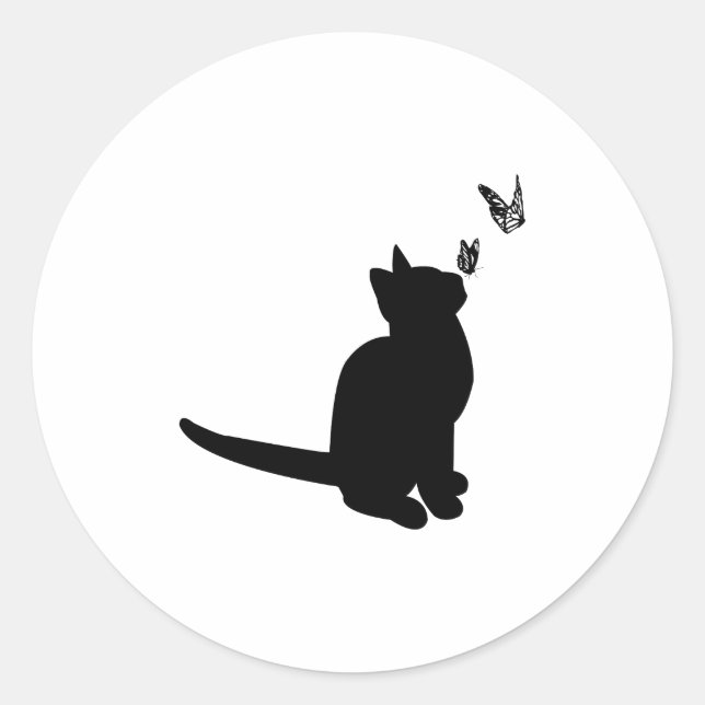Silhouette Cat Classic Round Sticker (Front)