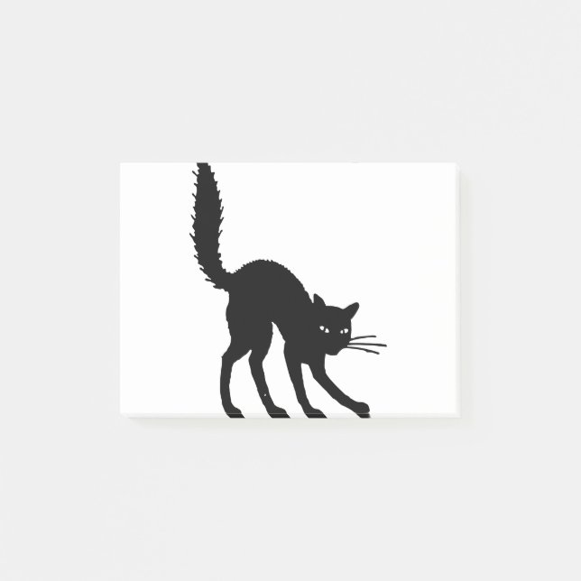 Silhouette Cat Halloween Black Cat Scared Angry Post-it Notes (Front)