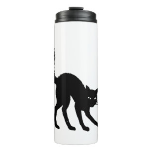 Silhouette Cat Halloween Black Cat Scared Angry Thermal Tumbler