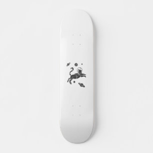 Silhouette Cat in space - Choose background colour Skateboard