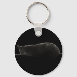 Silhouette Cat Photograph Key Ring