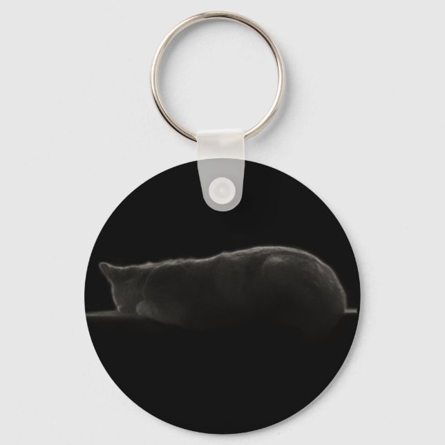 Silhouette Cat Photograph Key Ring (Front)