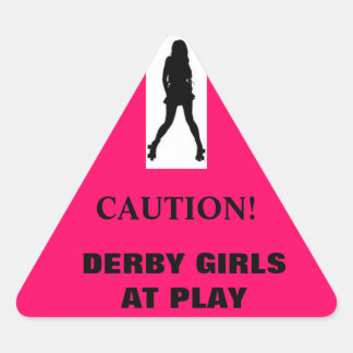 Silhouette, CAUTION!, DERBY GIRLS AT PLAY Triangle Sticker