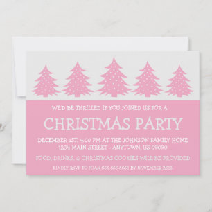 Silhouette Christmas Tree Invitations (Pink)