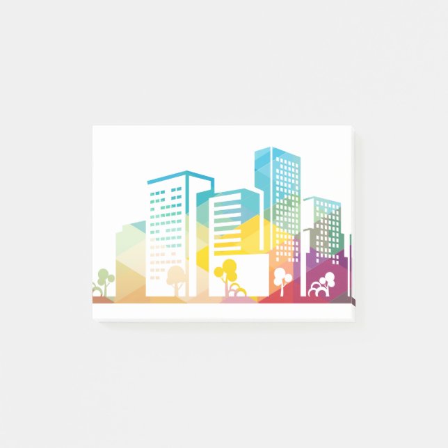 silhouette cityscape building icon colour city post-it notes (Front)