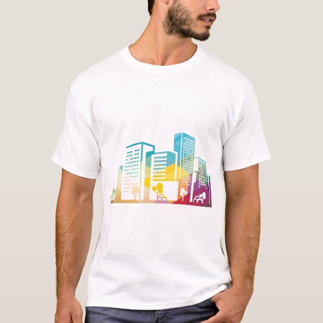 silhouette cityscape building icon colour city T-Shirt (Front)