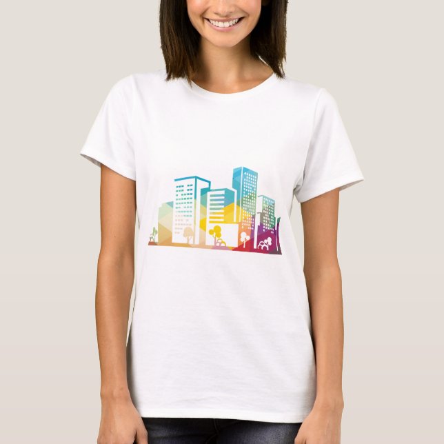 silhouette cityscape building icon colour city T-Shirt (Front)