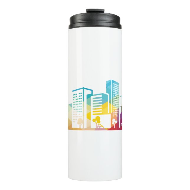 silhouette cityscape building icon colour city thermal tumbler (Front)