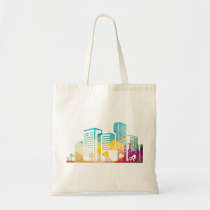 silhouette cityscape building icon colour city tote bag