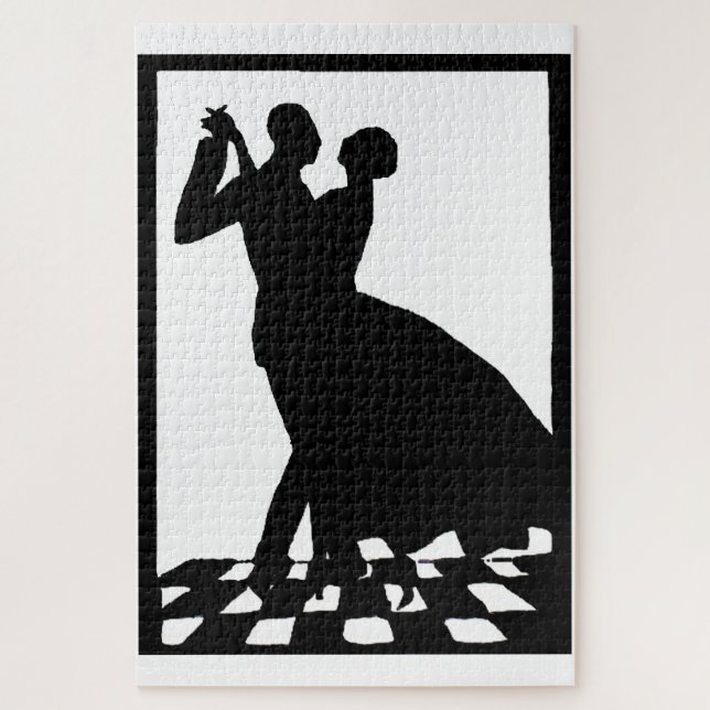 silhouette couple dancing in the dark jigsaw puzzle (Vertical)