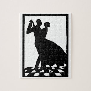 silhouette couple dancing in the dark jigsaw puzzle