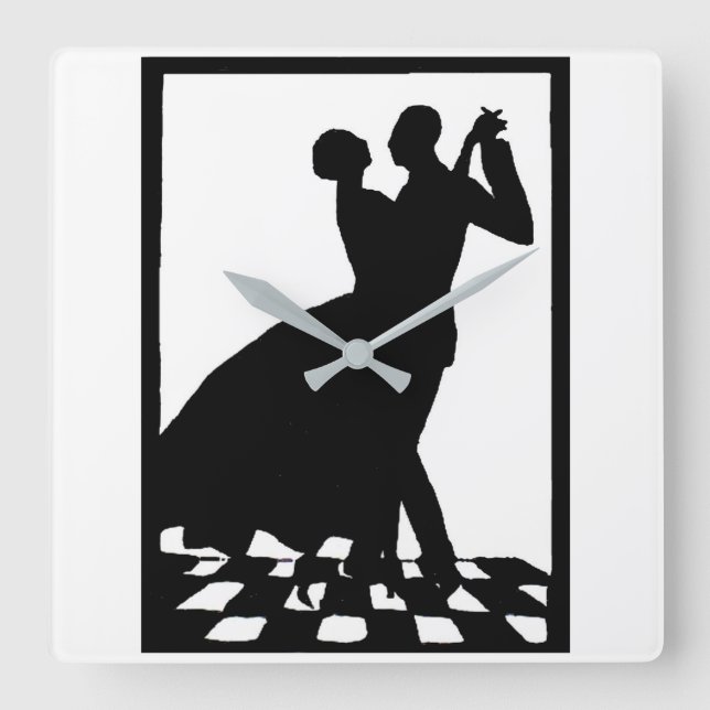 silhouette couple dancing in the dark square wall clock (Front)