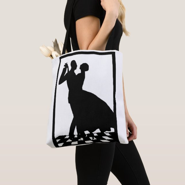 silhouette couple dancing in the dark tote bag (Close Up)