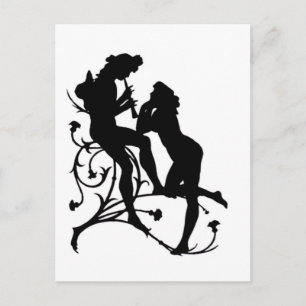 Silhouette Couple Music Lovers Postcard