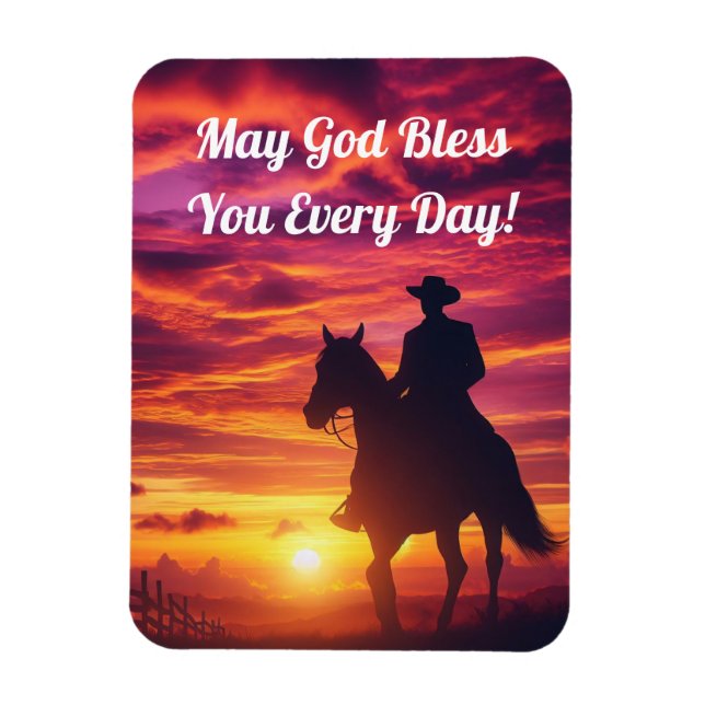 Silhouette Cowboy On Horse Flexible Magnet (Vertical)