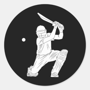 Silhouette Cricket Player Tsman Cricketeers Tter H Classic Round Sticker