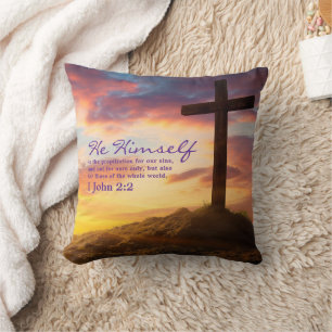 Silhouette Cross Bible Verse Double Sided Cushion