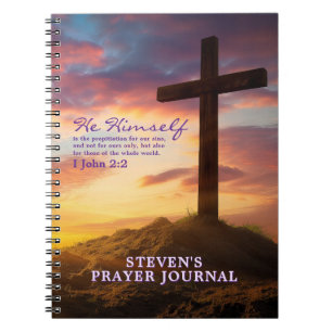 Silhouette Cross Bible Verse Personalised Notebook
