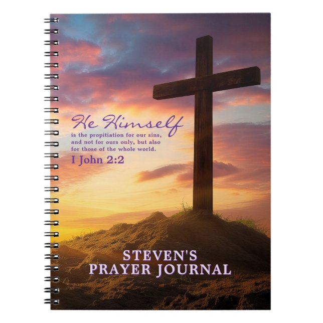Silhouette Cross Bible Verse Personalised Notebook (Front)