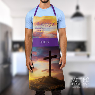 Silhouette Cross Scripture Personalised Apron