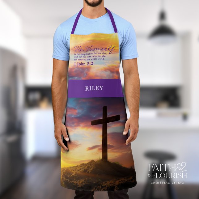 Silhouette Cross Scripture Personalised Apron (Creator Uploaded)