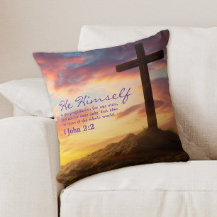 Silhouette Cross Scripture Verse Cushion